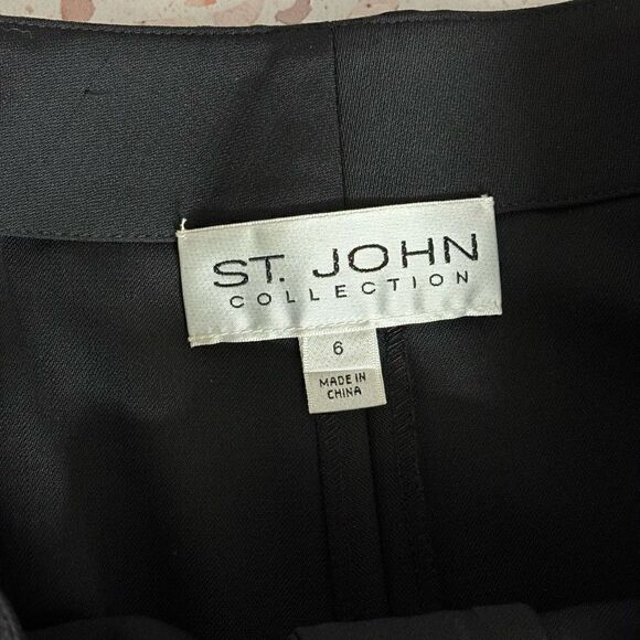 St. John Collection Wide Leg Wool Trouser in Black size 6 - Picture 4 of 15